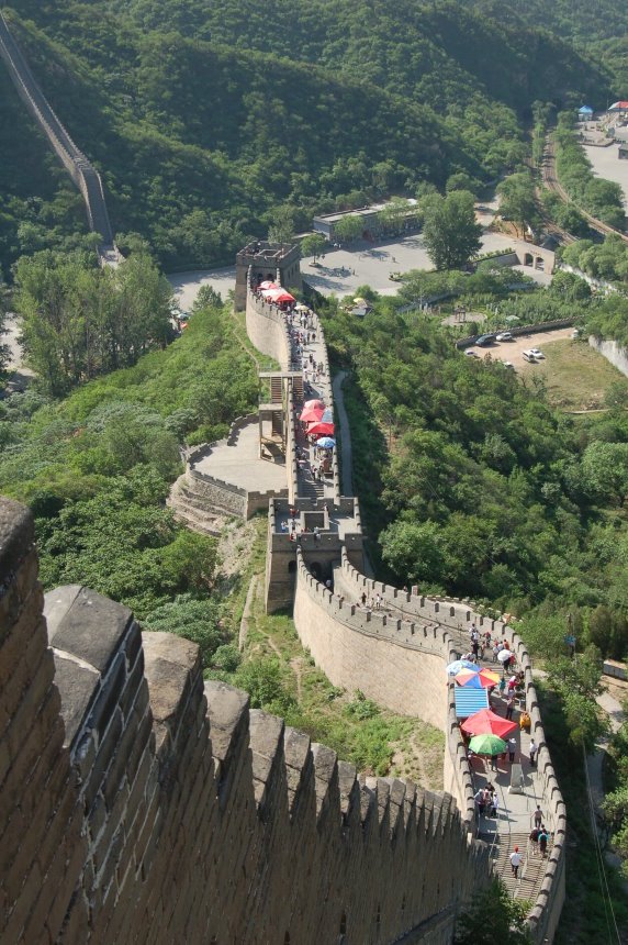 Looking Down the Great Wall Of China. Trying to imagine ancient Chinese soldiers in full battle dress patrolling.