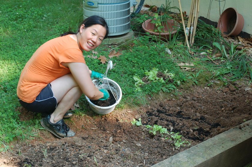 Winnie Working in Her Garden