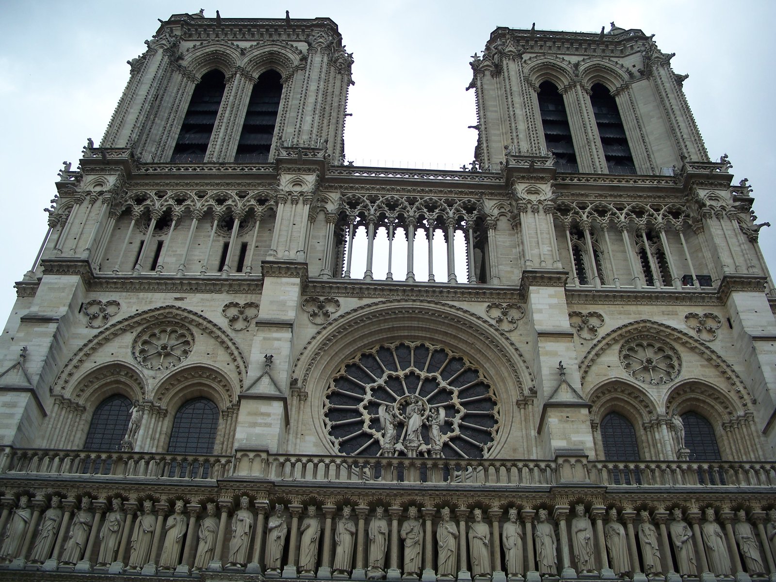 Looking Up at twin towers of the Notre Dame Cathedral, Paris