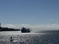 The Ferry Boat Mary Ellen coming up the Thames River in Connecticut. 