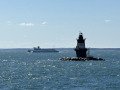 A Ferry Boat Passing the Orient Point Lighthouse, Long Island Sound