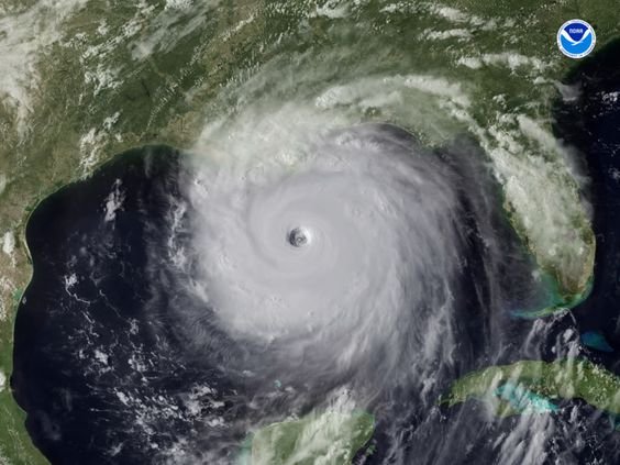 NOAA Satellite Image of Hurricane Katrina making landfall on the Mississippi Gulf Coast.