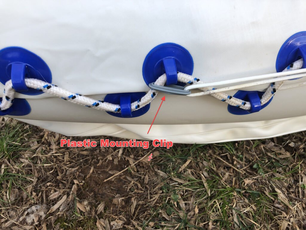 Detail: Hooking the Nylon Cord to Bow and Stern Rigging