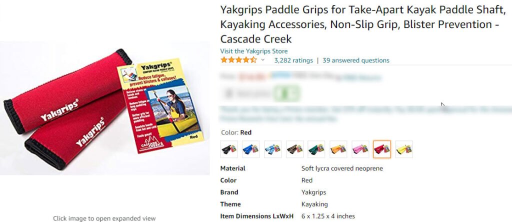 Yakgrip Paddle Grips as Listed on Amazon
