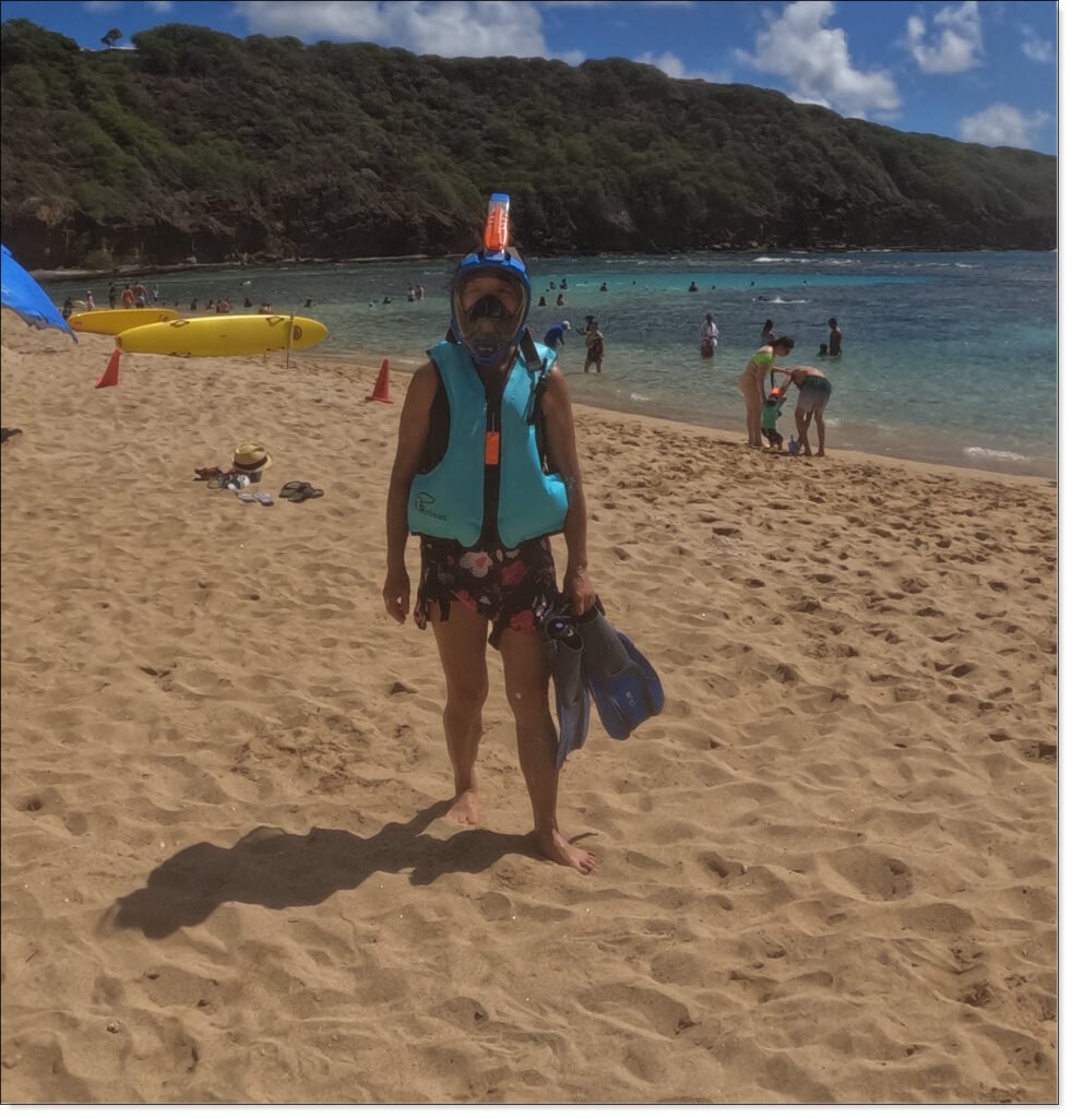 Winnie In Her Snorkeling Gear at Hanauma Bay