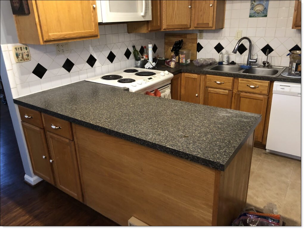 The existing formica laminate Countertops and sink