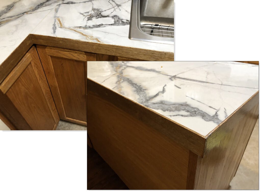 Composite images of finished countertop edges