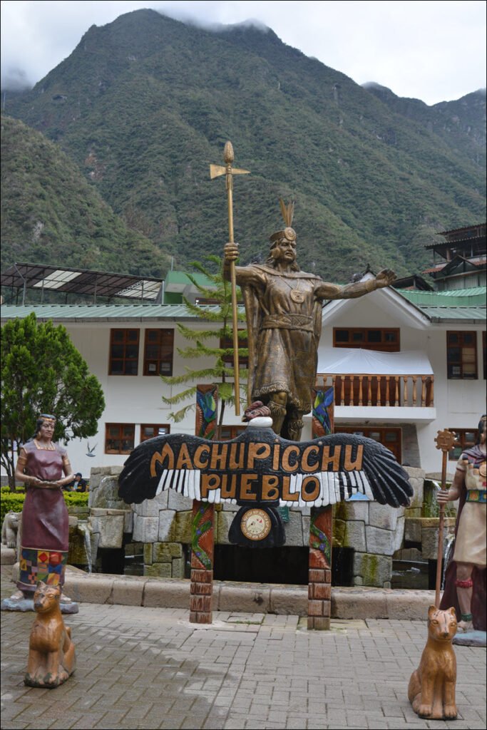 Main Plaza of Aguas Calientes, below the archeological site of Machu Picchu, Peru
