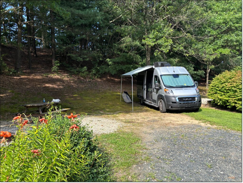 RV camping in a Maryland KOA campgrounds with out Thor Scope 18G RV camper