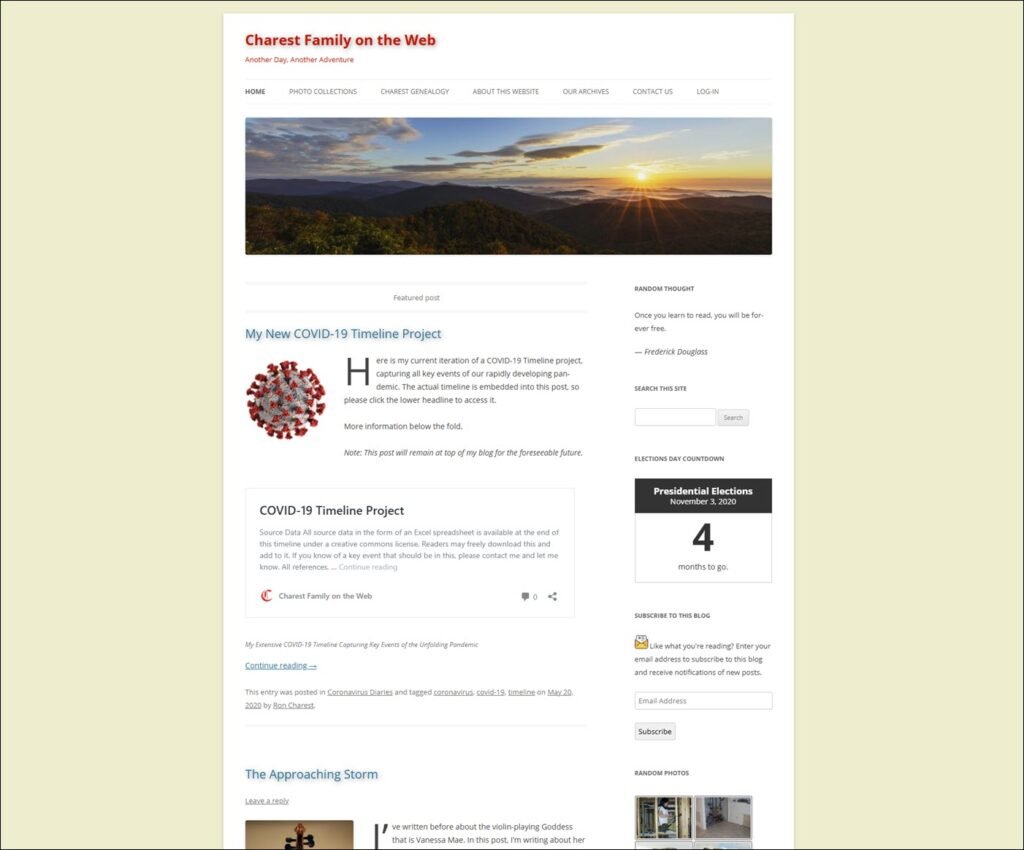 Charest.net Website June 2020 on WordPress with Theme Twenty-Twelve