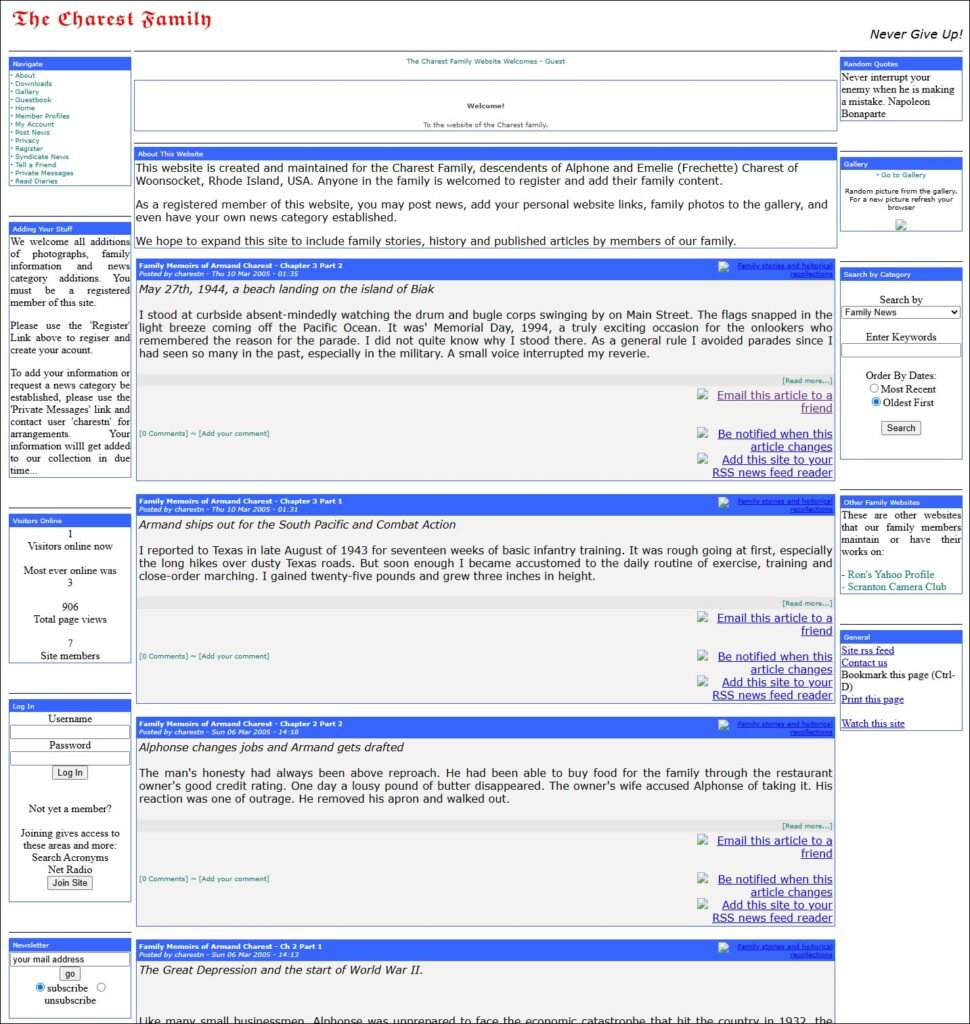the first charest.net blog built on cleve copy content management system (CMS) and customization. 