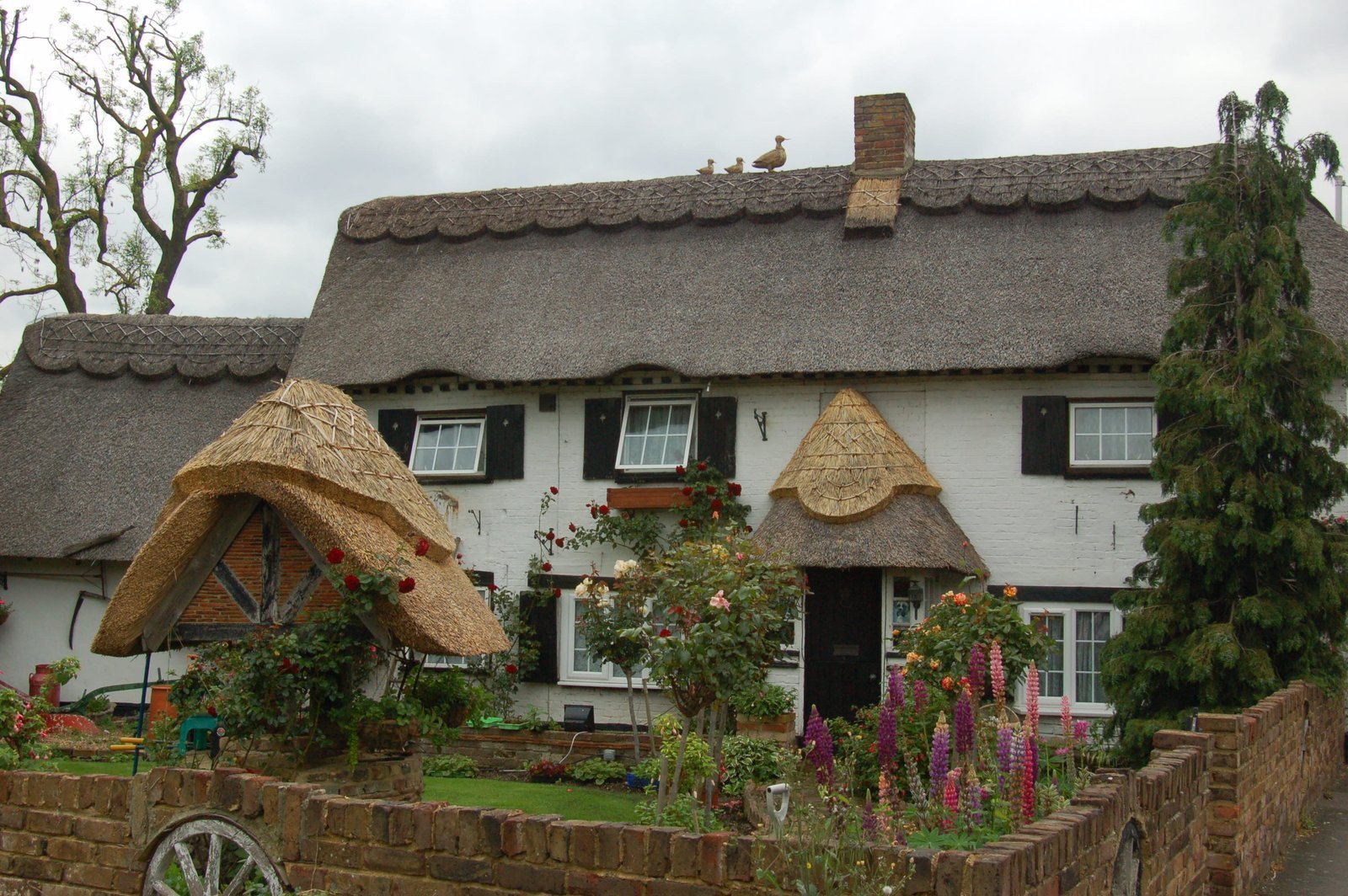 Photo Travelogues: A lovely thatched-roof cottage with walled garden in Longford, England.