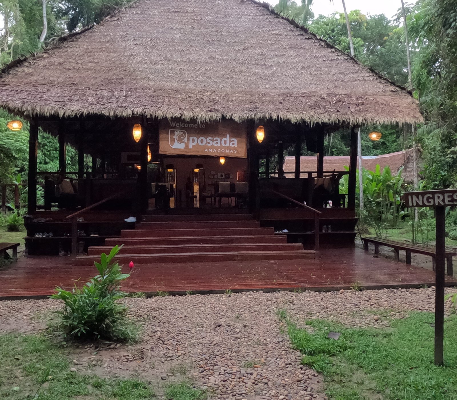 The Lobby and Main Entrance of the Posada Amazonas Jungle Lodge in Peru