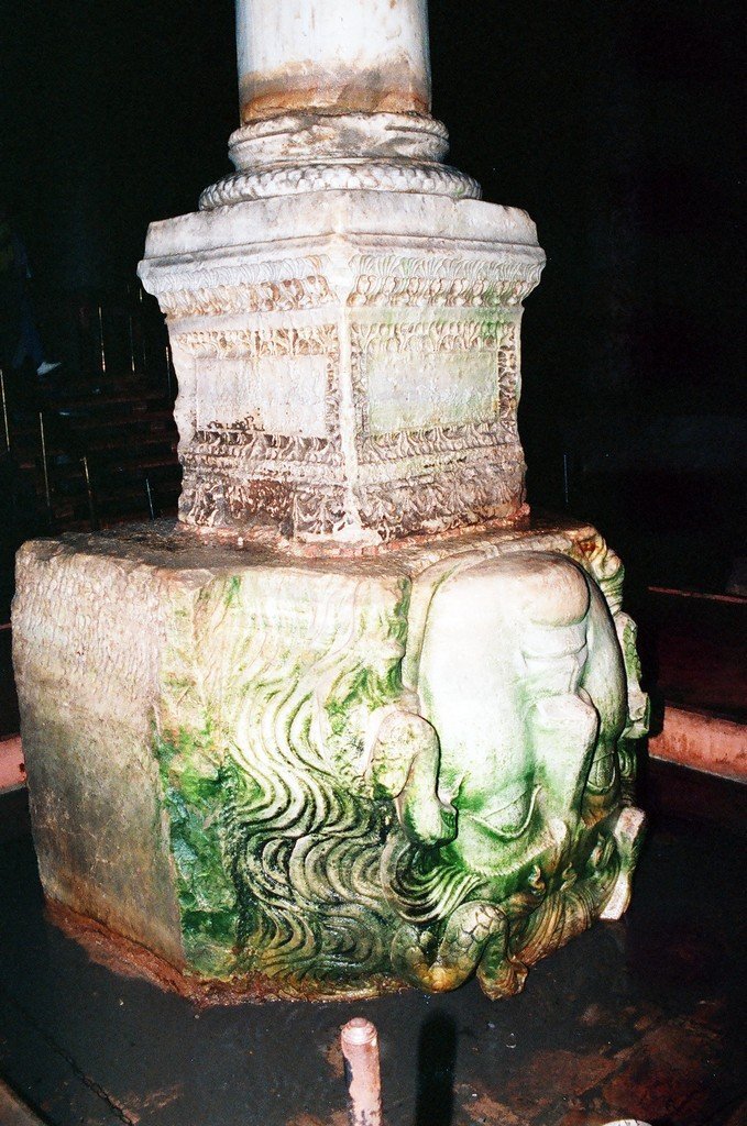 A detail of a supporting column in the old Istanbul Cistern