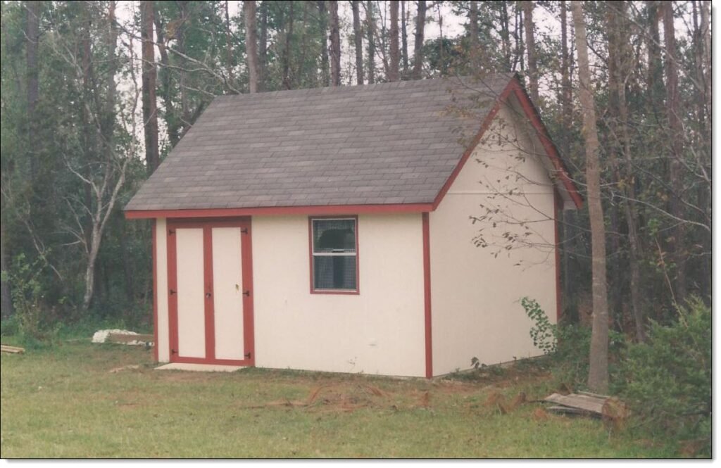 My Mississippi Workshop shed. It was twelve foot by sixteen foot and large enough for a roomy workshop. 