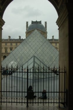 The modern glass pyramid in the courtyard of the louvre Museum in Paris The Pyramid at the Louvre