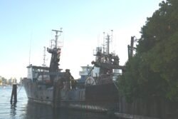 A pair of Small Cable-Laying Ships in Lake Washington