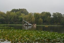 A Small Floating Dredge in Lake Sammamish