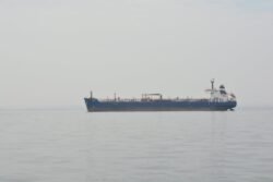 A Bulk Freighter at Ancor in Paracas Bay