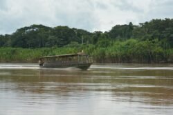 A Small Passenger Boat on the Tambopata River in Peru