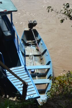 Looking down At a Jungle Workboat on the Tambopata River in Peru