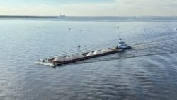 Pusher Tug and Barge Leaving Baltimore