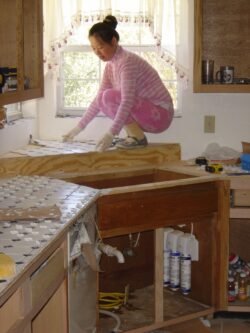 Putting down new kitchen countertops