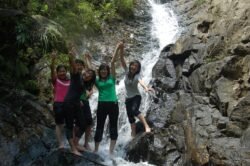 School Kids on a Mountain Stream