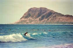 Surfers at Makaha Beach