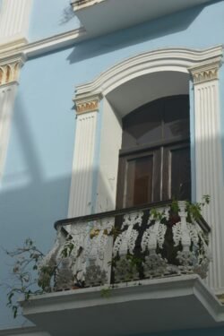 Balcony On A Historic Building Facade of Old Town San Juan