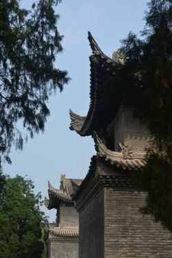 Detail of a Wild Goose Rooftop An elaborate rooftop detail on the grounds of Wild Goose Pagoda, Temple, Xi'an, China