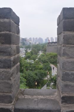 Looking Through a Battlement of Xi'an City Wall