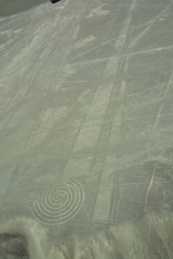 Lines Engraved in The Nazca Desert of Peru - A Spiral and Straight Lines