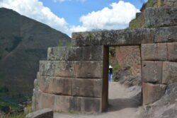A Stone Trapezoidal Doorway At The Pisaq Archeological Site of Peru