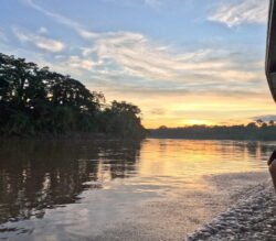 Sunset on the Tambopata River in Southeastern Peru