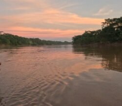 Sunset on the Tambopata River in Southeastern Peru