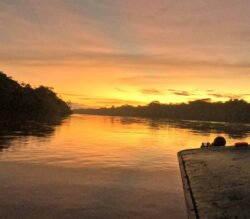 Sunset on the Tambopata River in Southeastern Peru