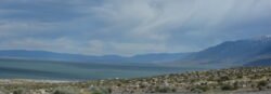 Panoramic View of an alkaline lake in middle of a desert