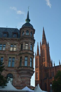 a view of the Rathaus and Marktkirche of Wiesbaden